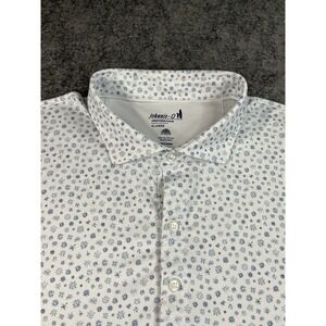 Johnnie O Performance Polo Shirt Mens XL Firework AOP Blue Golf Stretch